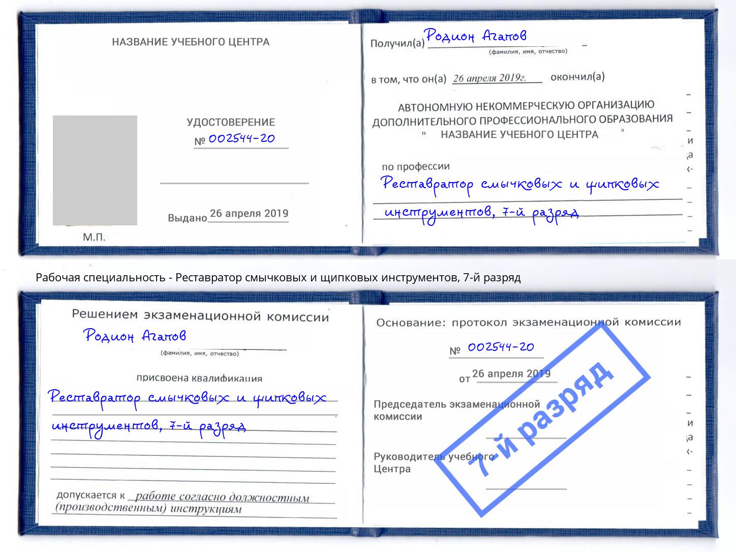 корочка 7-й разряд Реставратор смычковых и щипковых инструментов Глазов