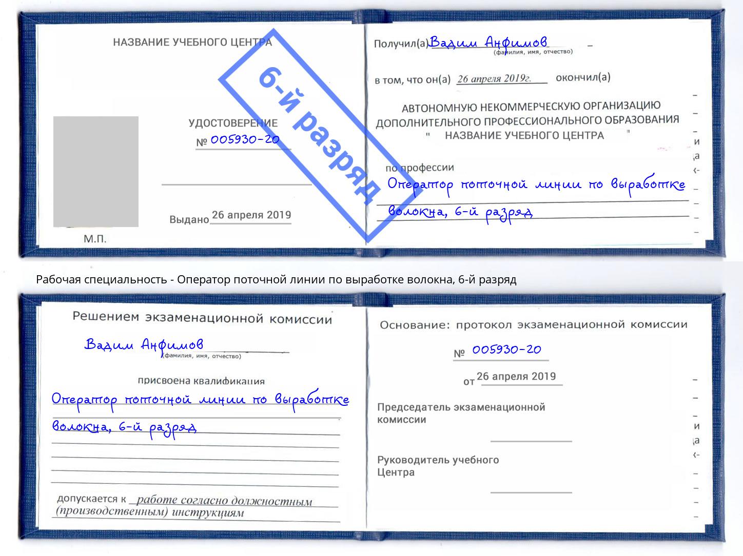 корочка 6-й разряд Оператор поточной линии по выработке волокна Глазов